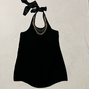 Alice + Olivia Black beaded Halter backless dress